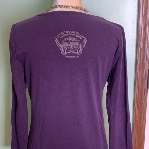 Harley Davidson long sleeve purple Size L - Picture 2 of 2